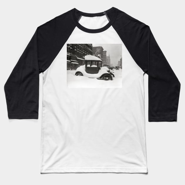 Model T Buried in Snow, 1922. Vintage Photo Baseball T-Shirt by historyphoto